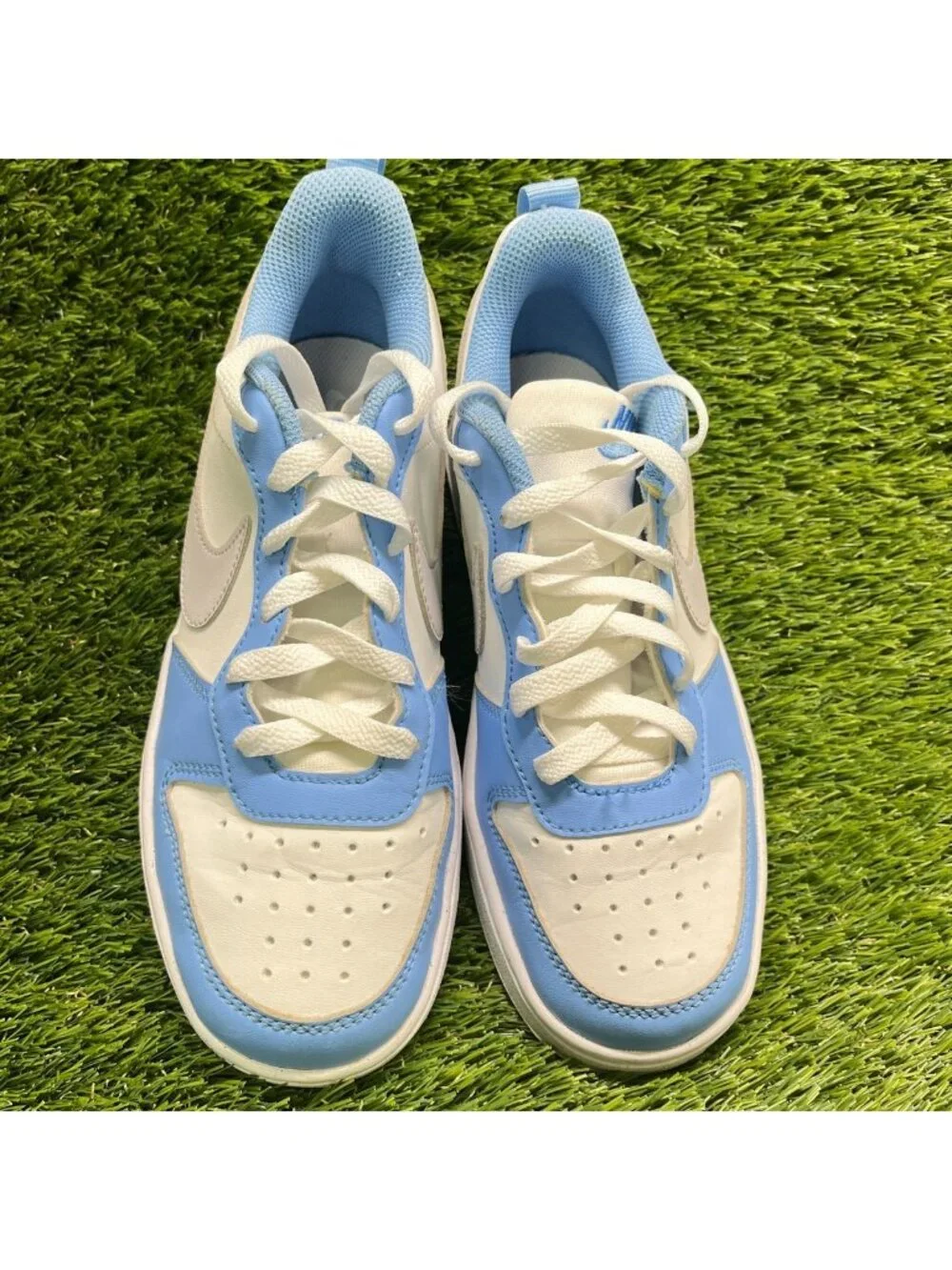Nike Court Borough Low Recraft Boys Size 4Y White Blue Athletic Shoes Sneakers
